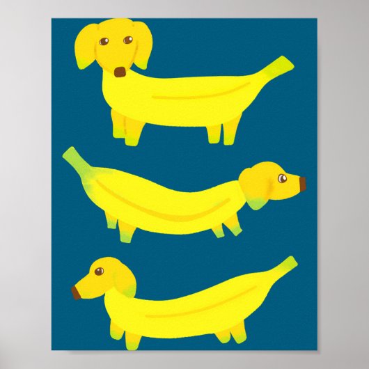 Cute Yellow Banana Dogs Graphic Poster (Voorkant)