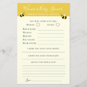 Cute Yellow Bee Baby shower Advice en Predictions (Voorkant)