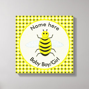 Cute Yellow bee Geslacht Neutrale Neurserie Canvas Afdruk