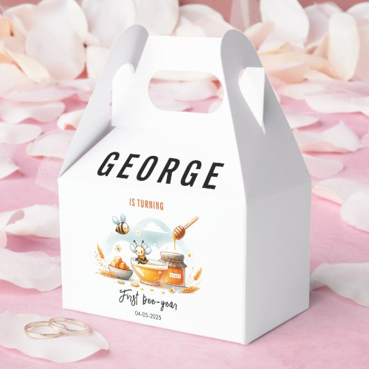 Cute Yellow Bee & Sunflower 1st Bee-Day Birthday Bedankdoosjes (Huwelijk)