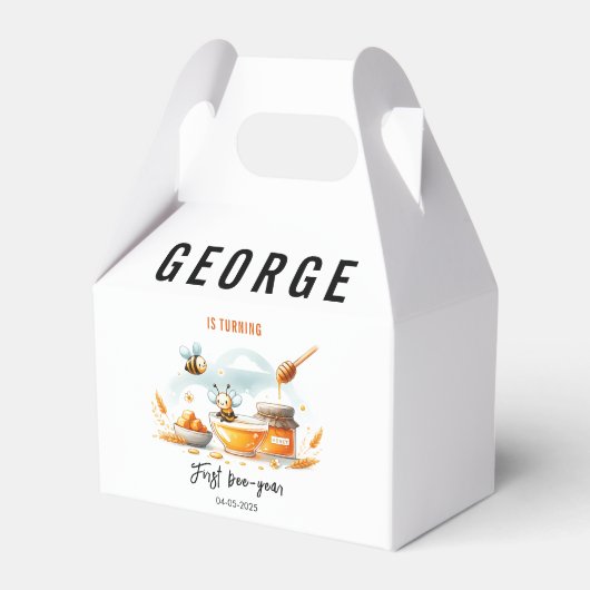 Cute Yellow Bee & Sunflower 1st Bee-Day Birthday Bedankdoosjes (Voorkant Zijde)