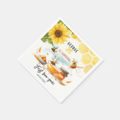 Cute Yellow Bee & Sunflower 1st Bee-Day Birthday Servet (Hoek)