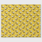 Cute Yellow Bee & Sunflower 1st Bee-Year Birthday Cadeaupapier (Vlak)