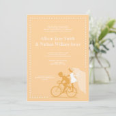 CUTE Yellow Bicycle Couple Weddenschap Kaart (Staand voorkant)