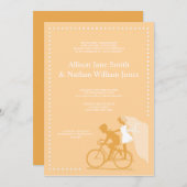 CUTE Yellow Bicycle Couple Weddenschap Kaart (Voorkant / Achterkant)
