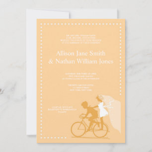 CUTE Yellow Bicycle Couple Weddenschap Kaart