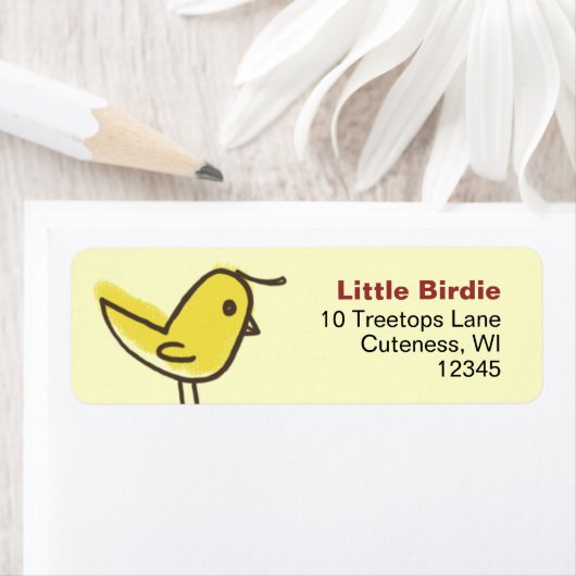 Cute Yellow Bird Chick Return Address Labels (Insitu)