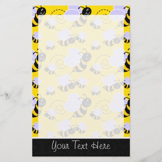 Cute Yellow & Black Bee Briefpapier (Voorkant)