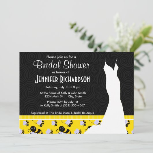 Cute Yellow & Black Bee Kaart (Staand voorkant)