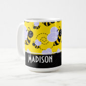 Cute Yellow & Black Bee Koffiemok (Voorkant links)
