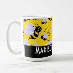 Cute Yellow & Black Bee Koffiemok