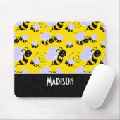 Cute Yellow & Black Bee Muismat (Met muis)