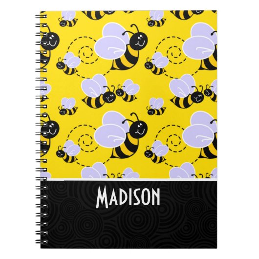 Cute Yellow & Black Bee Notitieboek (Voorkant)