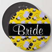 Cute Yellow & Black Bee Ronde Button 6,0 Cm (Voorkant /achterkant)