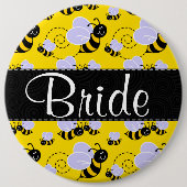 Cute Yellow & Black Bee Ronde Button 6,0 Cm (Voorkant)