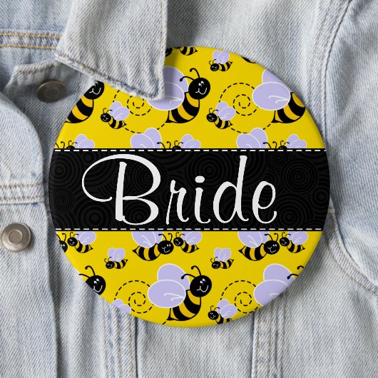 Cute Yellow & Black Bee Ronde Button 6,0 Cm (In situ)