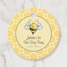 Cute Yellow Black Bumblebee First Birthday Party Bedankjes Labels