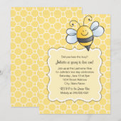 Cute Yellow Black Bumblebee First Birthday Party Kaart (Voorkant / Achterkant)