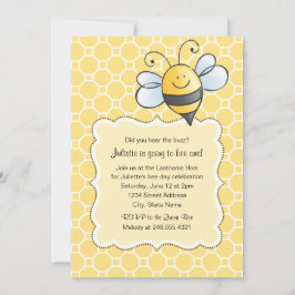 Cute Yellow Black Bumblebee First Birthday Party Kaart