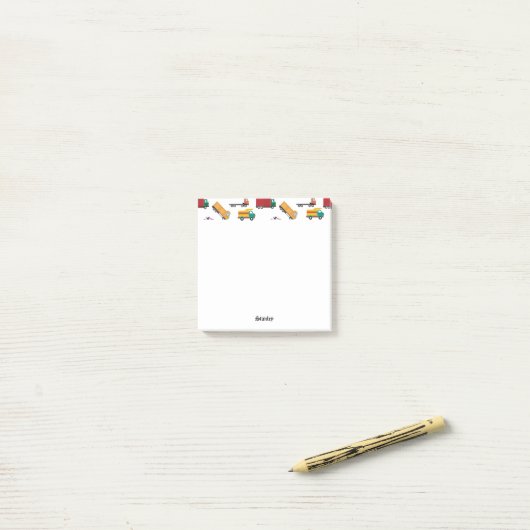 Cute Yellow Black Name Personalized Truck Post-it® Notes (Op bureau)
