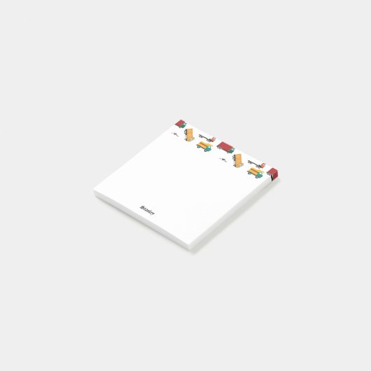 Cute Yellow Black Name Personalized Truck Post-it® Notes (Schuin)