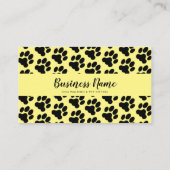 Cute Yellow & Black Paw Print Pattern Dog Walking Visitekaartje (Achterkant)