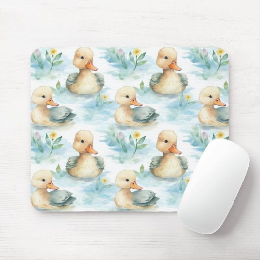 Cute Yellow Blue Ducks Muismat (Met muis)