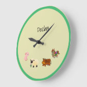 Cute Yellow Boerderij Animal Babies Grote Klok (Hoek)