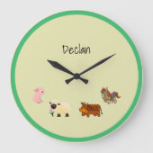 Cute Yellow Boerderij Animal Babies Grote Klok (Voorkant)