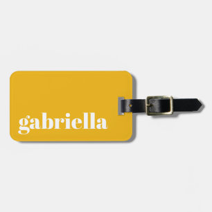 Cute Yellow Bold Typography Persoonlijke naam Bagagelabel