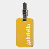Cute Yellow Bold Typography Persoonlijke naam Bagagelabel (Voorkant verticaal)