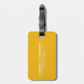 Cute Yellow Bold Typography Persoonlijke naam Bagagelabel (Achterkant verticaal)