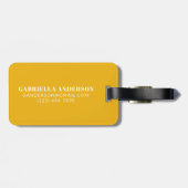 Cute Yellow Bold Typography Persoonlijke naam Bagagelabel (Achterkant horizontaal)