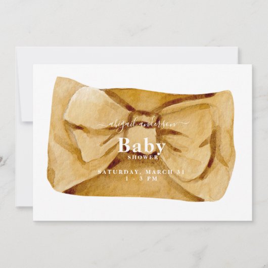 Cute Yellow Bow Baby shower Invitation Kaart (Voorkant)