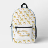Cute yellow Bows Floral Initial Backpack Bedrukte Rugzak (Voorkant)