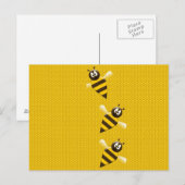 Cute Yellow Brown Abstract Honey Bees Pattern Briefkaart (Voorkant / Achterkant)
