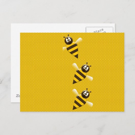 Cute Yellow Brown Abstract Honey Bees Pattern Briefkaart (Voorkant / Achterkant)
