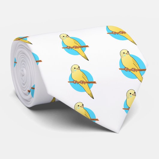 Cute Yellow Budgie Stropdas (Opgerold)