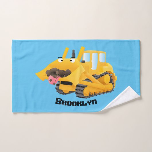 Cute yellow bulldozer cartoon bad handdoek (Handdoek)