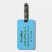 Cute yellow bulldozer cartoon bagagelabel (Achterkant verticaal)