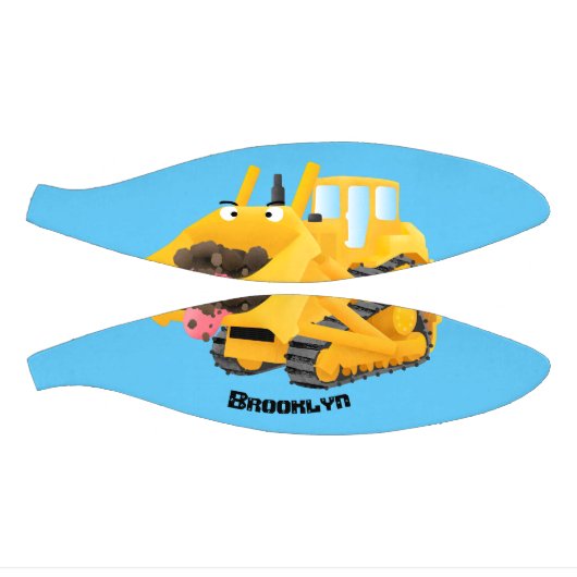 Cute yellow bulldozer cartoon basketbal (Panelen)