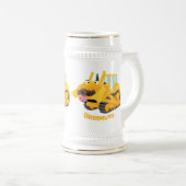 Cute yellow bulldozer cartoon bierpul (Voorkant rechts)
