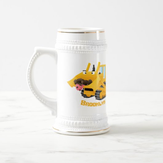 Cute yellow bulldozer cartoon bierpul (Links)