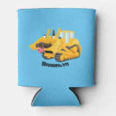 Cute yellow bulldozer cartoon blikjeskoeler (Voorkant)