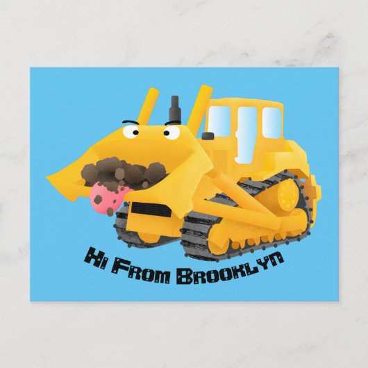 Cute yellow bulldozer cartoon briefkaart (Voorkant)