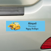 Cute yellow bulldozer cartoon bumpersticker (Op auto)