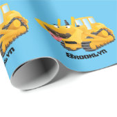 Cute yellow bulldozer cartoon cadeaupapier (Rol Hoek)