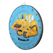 Cute yellow bulldozer cartoon dartbord (Voorkant Rechts)