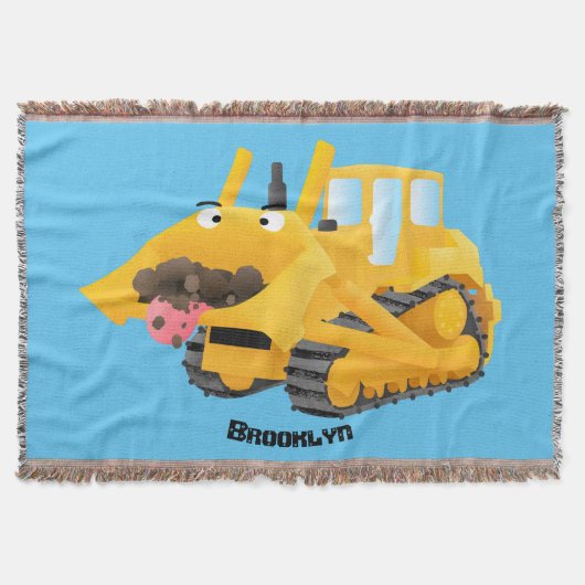 Cute yellow bulldozer cartoon deken (Voorkant)