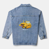 Cute yellow bulldozer cartoon denim jacket (Achterkant)